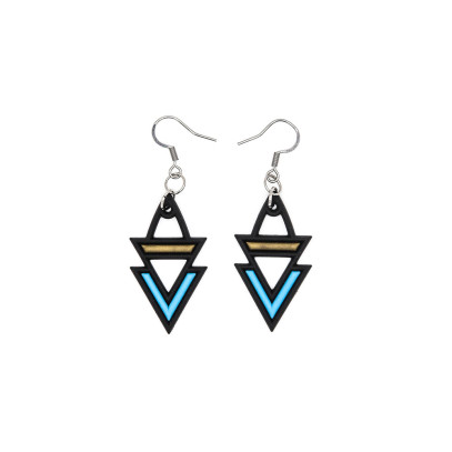 Boucles d'Oreilles Bermudes Bleu et Or