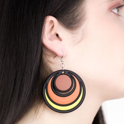 Boucles d'Oreilles Dancing Circles Rouge, Orange & Violet