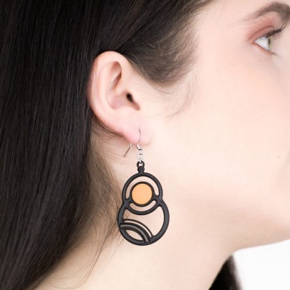 Saturne Earrings Salmon & Grey