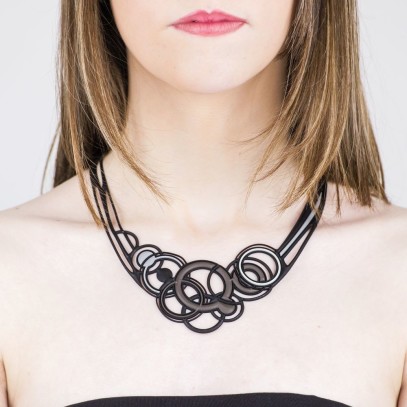 Saturne Necklace Grey & Salmon