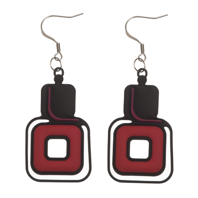 Boucles d'Oreilles Pythagore Noir, Violet & Rouge