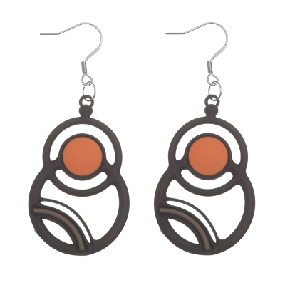 Saturne Earrings Salmon & Grey