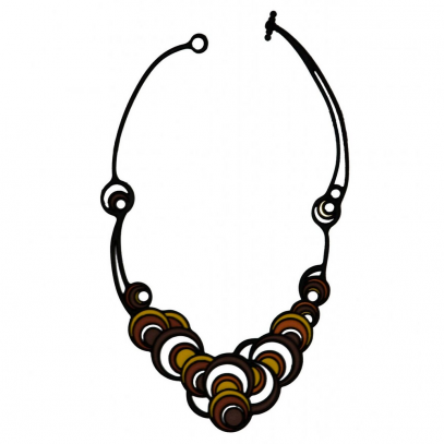 Collier Dancing Circles Marron & Jaune