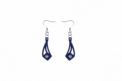 Boucles d'Oreilles Cocktail Bleu, avec strass