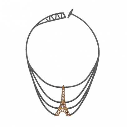 Eiffel Tower Necklace, Gold & Grey