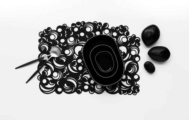 Moon Quarter Placemat Black