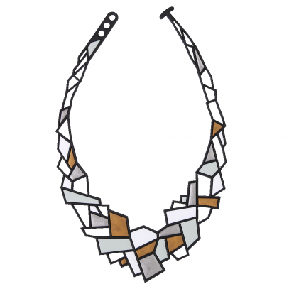 Collier Prismes Or, Argent, Gris et Blanc