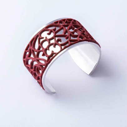Silver plated cuff with Lace "Ornamental" accent